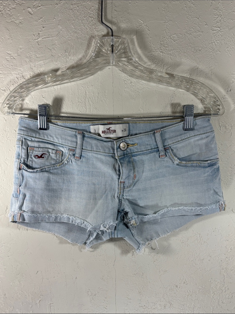 Hollister Light Blue Denim Frayed Cutoff Shorts